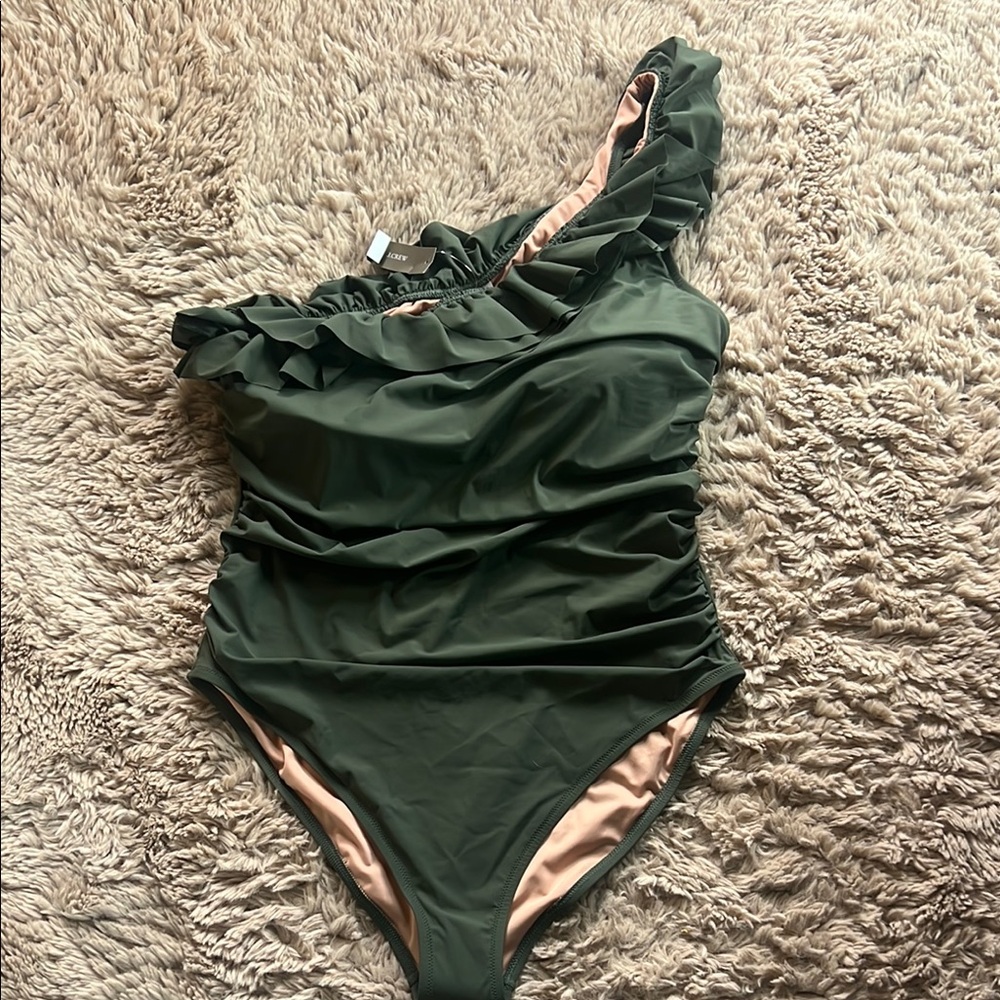 J. Crew Green One-Shoulder One Piece Swimsuit 🏖️